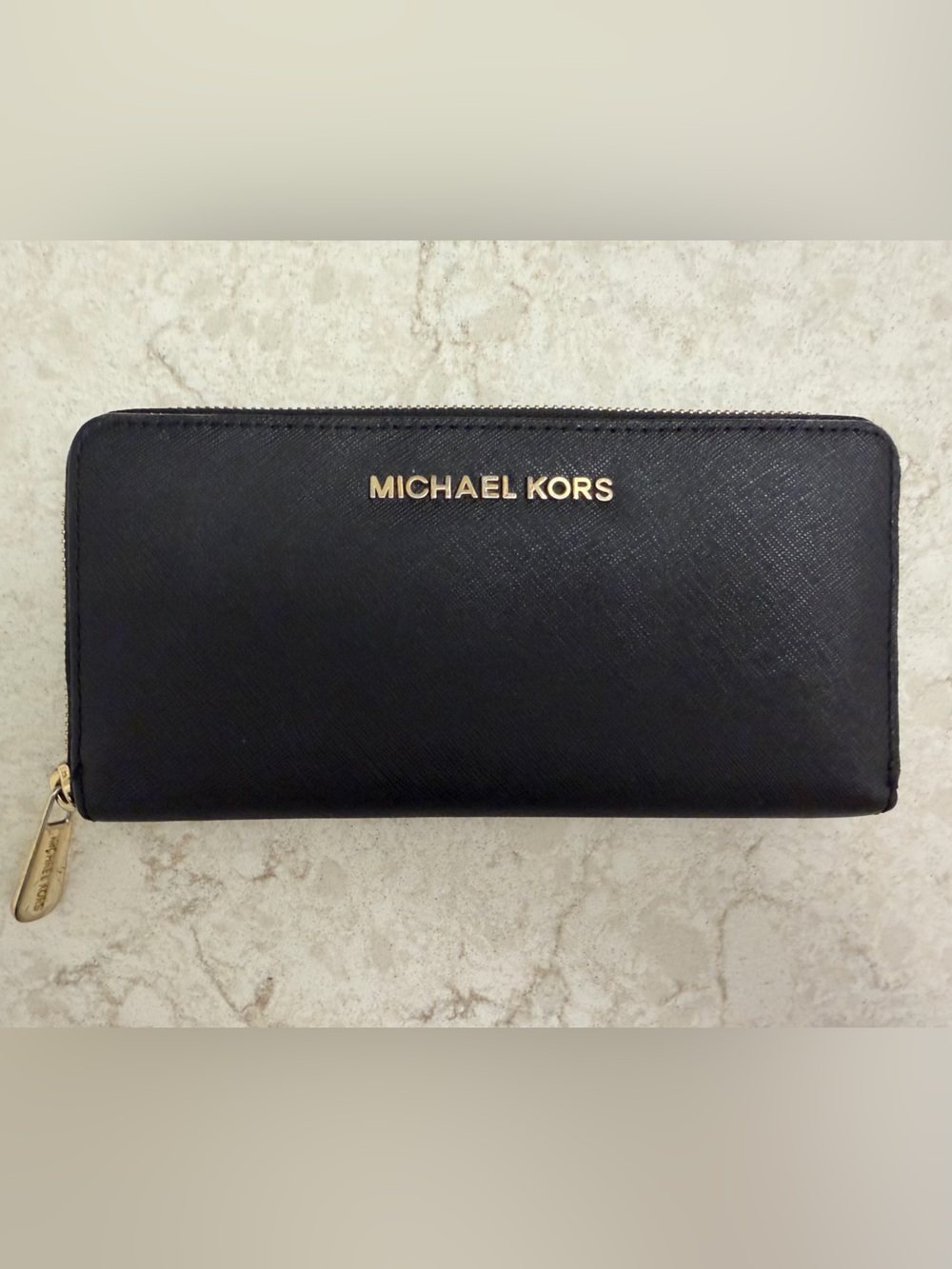 Michael Kors Black Wallet with Gold-Tone Zipper